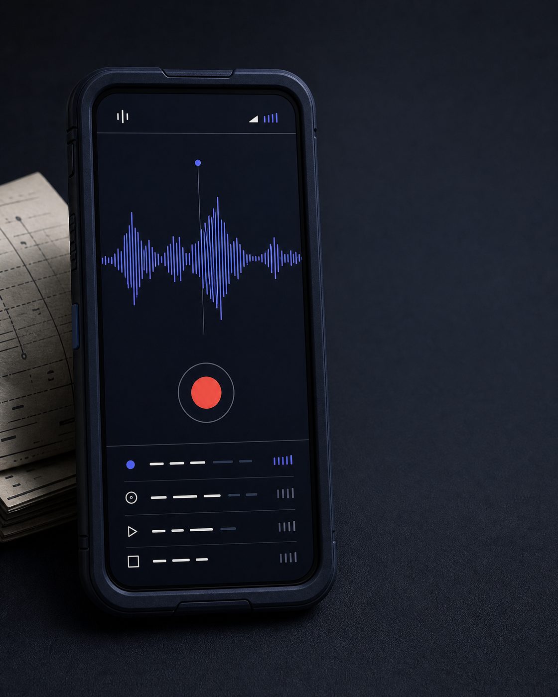 Dark SoriGamis recording interface with audio waveform